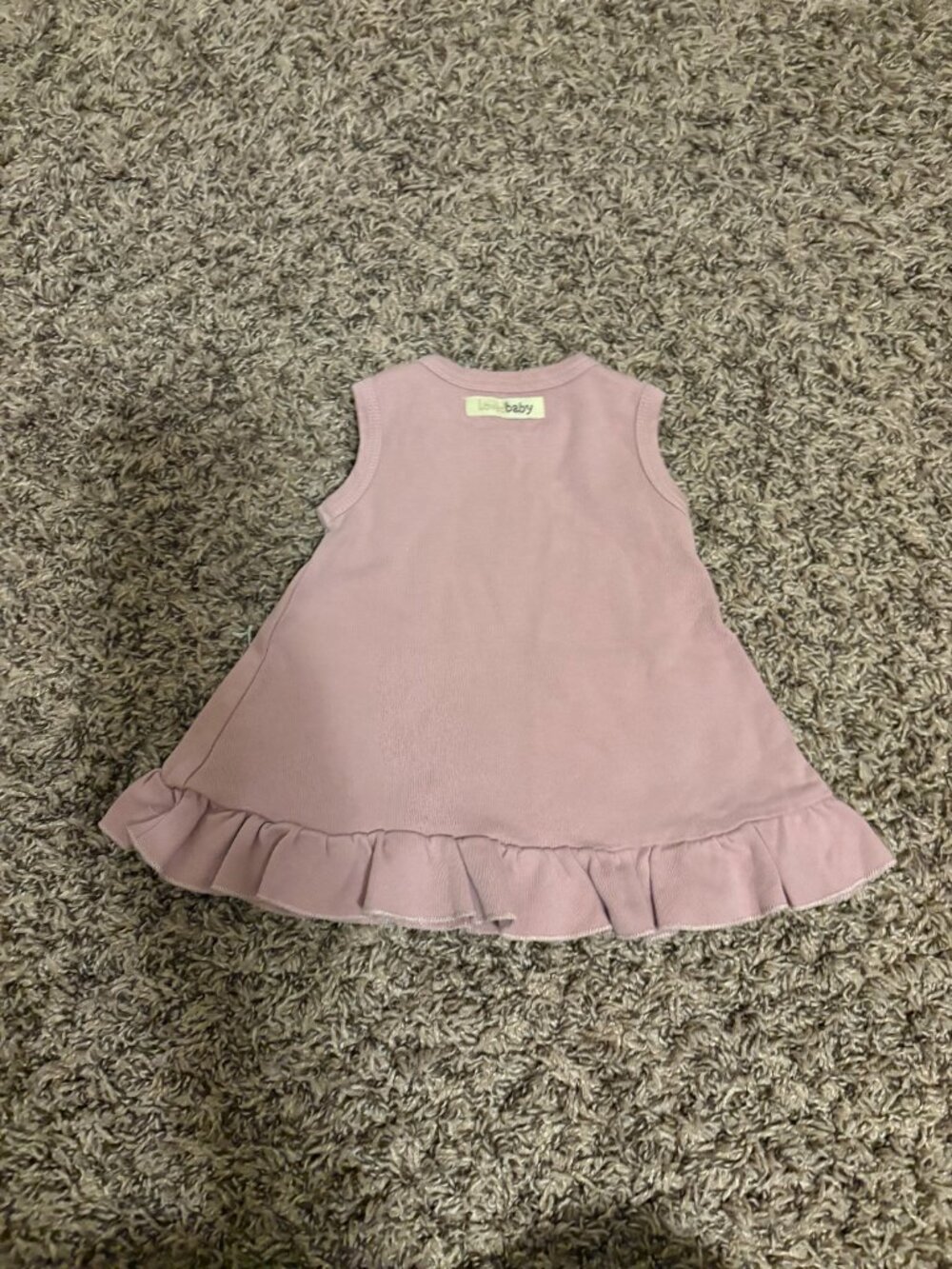 L'oved Baby Organic Cotton Dress 0-3 Months Mauve Pink Ruffle Hem Pockets Snaps - Picture 3 of 3